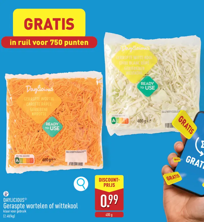 Promotie: Geraspte wortelen of wittekool