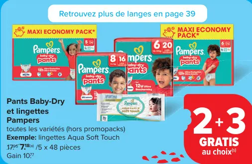 Offre: Pants Baby-Dry et lingettes