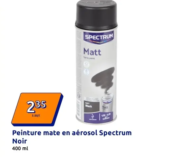 Offre: Peinture mate en aérosol Spectrum Noir