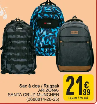 Offre: Sac à dos / Rugzak ARIZONA-SANTA CRUZ-MUNCHEN