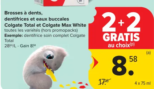 Offre: Brosses à dents, dentifrices et eaux buccales
