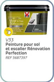 Offre: Peinture pour sol & escalier v33 rénovation perfection 2019 tarmac satinée 2l