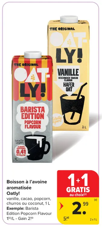 Offre: Boisson à l'avoine aromatisée