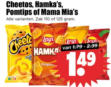 Aanbieding: Cheetos, Hamka's, Pomtips of Mama Mia's