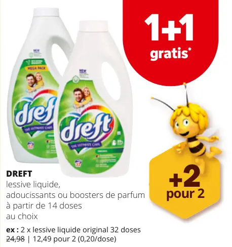 Offre: lessive liquide, adoucissants ou boosters de parfum