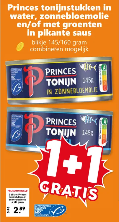 Aanbieding: Tonijnstukken in water, zonnebloemolie en/of met groenten in pikante saus