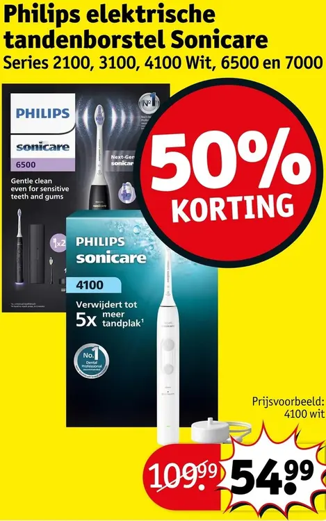 Promotie: Elektrische tandenborstel Sonicare Series 2100, 3100, 4100 Wit, 6500 en 7000