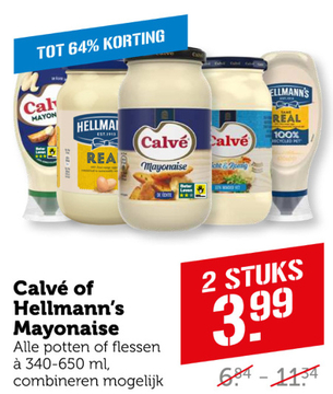 Aanbieding: Calvé of Hellmann's Mayonaise