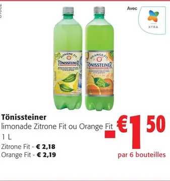 Offre: Tönissteiner limonade Zitrone Fit ou Orange Fit