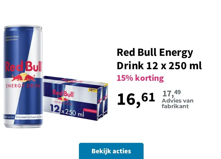 Promotie: Red Bull Energy Drink 12 x 250 ml