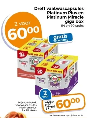 Aanbieding: Dreft vaatwascapsules Platinum Plus en Platin