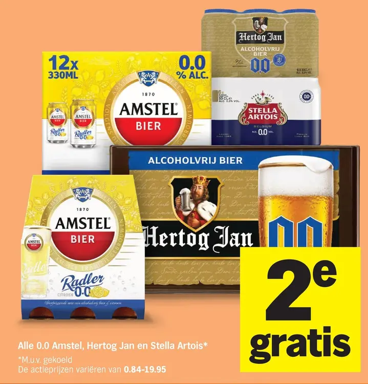 Aanbieding: 0.0 Amstel, Hertog Jan en Stella Artois