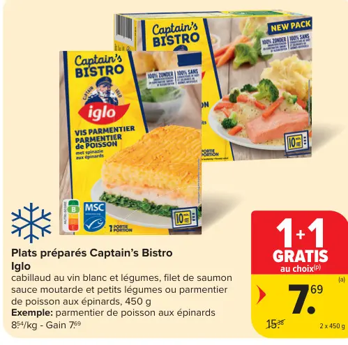 Offre: Plats préparés Captain's Bistro Iglo