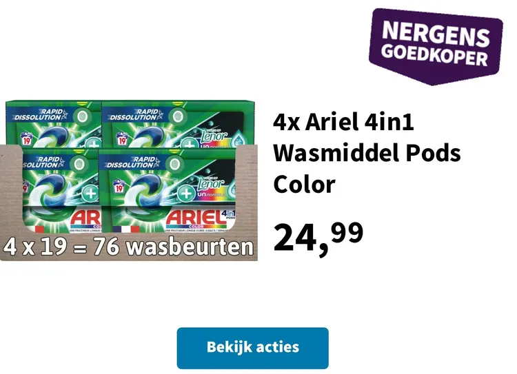Aanbieding: 4x Ariel 4in1 Wasmiddel Pods Color