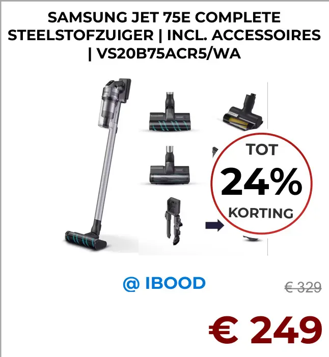 Aanbieding: Samsung jet 75e complete steelstofzuiger