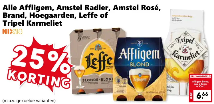 Aanbieding: Affligem, Amstel Radler, Amstel Rosé, Brand, Hoegaarden, Leffe of Tripel Karmeliet