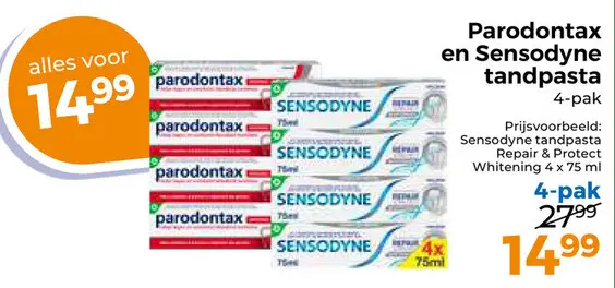 Aanbieding: Parodontax en Sensodyne tandpasta
