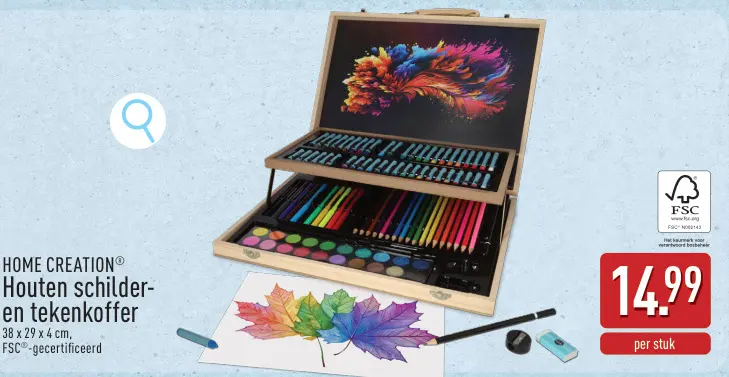 Aanbieding: Houten schilder- en tekenkoffer