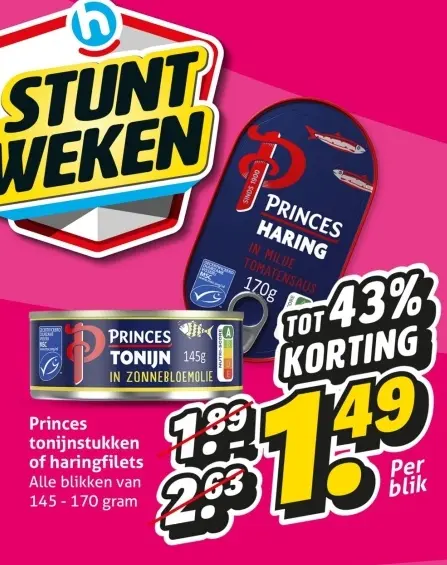 Aanbieding: Princes tonijnstukken of haringfilets