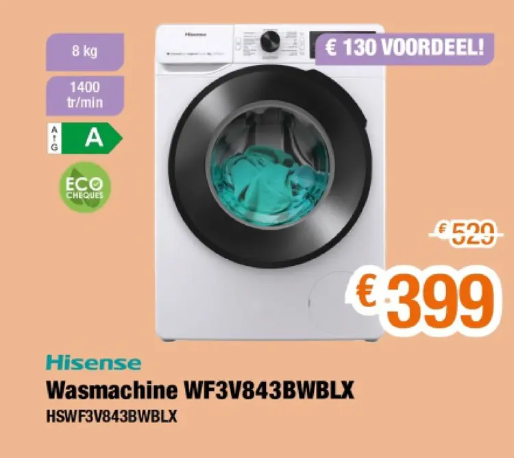 Promotie: Wasmachine WF3V843BWBLX