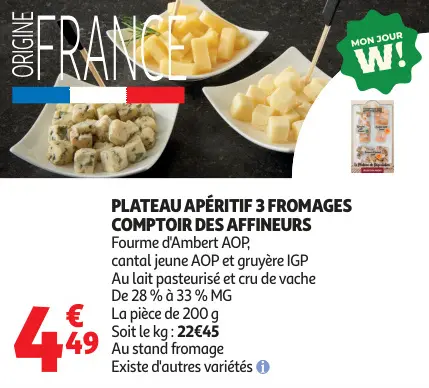 Offre: Plateau apéritif 3 fromages