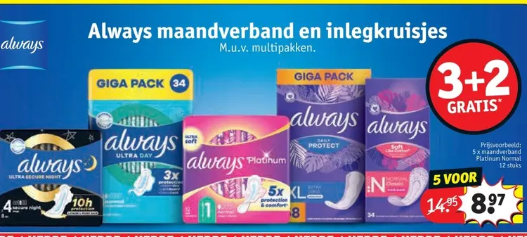 Promotie: Always maandverband en inlegkruisjes