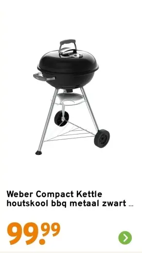 Aanbieding: Compact Kettle houtskool bbq metaal zwart