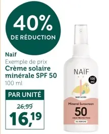 Offre: Crème solaire minérale SPF 50