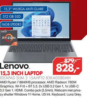 Aanbieding: 15,3 inch laptop ideapad slim 3 15ahp10 83ka0
