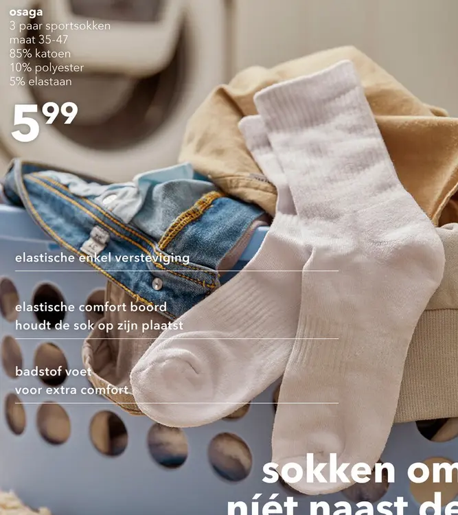 Aanbieding: 5 paar Osaga sportsokken wit