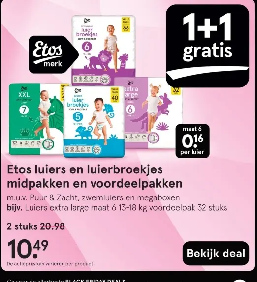 Aanbieding: Etos luiers en luierbroekjes midpakken en voo
