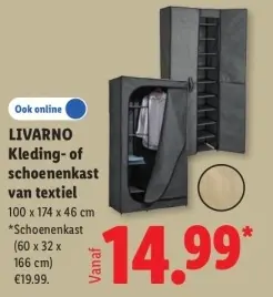 Aanbieding: Kleding- of schoenenkast van textiel