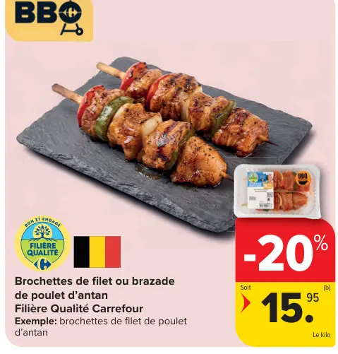 Offre: Brochettes de filet ou brazade de poulet d'antan