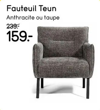 Offre: Fauteuil Teun - tissu - couleur anthracite