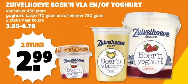 Aanbieding: Boer'n vla en/of yoghurt