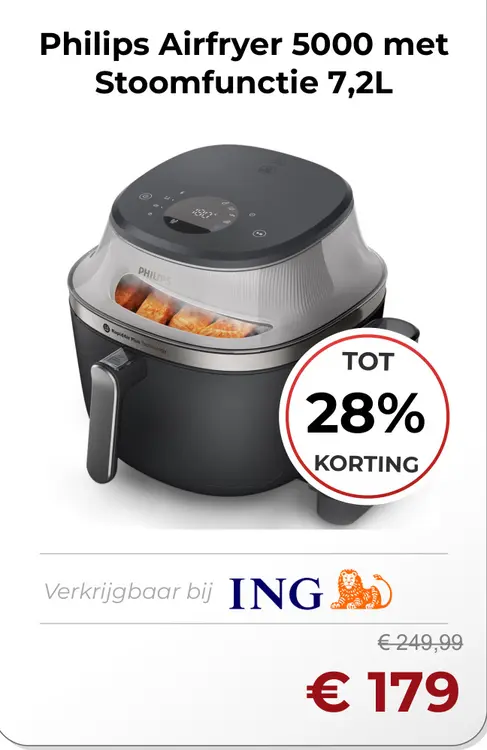 Aanbieding: Airfryer 5000 met Stoomfunctie