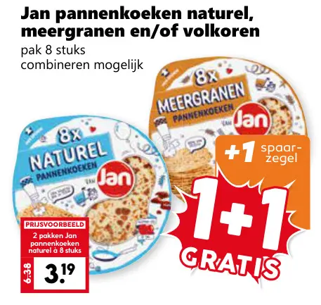Aanbieding: Jan Pannenkoeken naturel, meergranen en/of volkoren