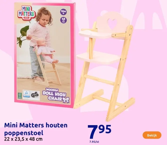Aanbieding: Mini Matters houten poppenstoel