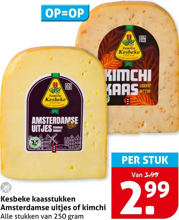 Aanbieding: Kaasstukken Amsterdamse uitjes of kimchi