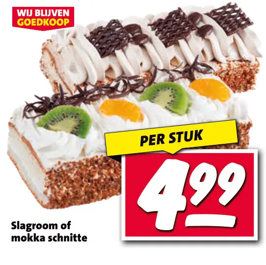 Aanbieding: Slagroom of mokka schnitte