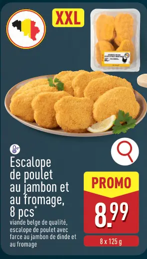 Offre: Escalope de poulet au jambon et au fromage