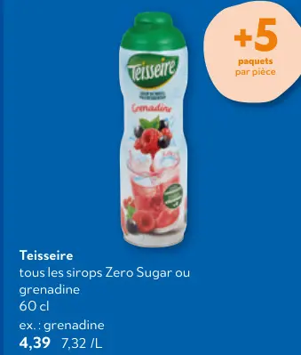 Offre: Tous les sirops Zero Sugar ou grenadine