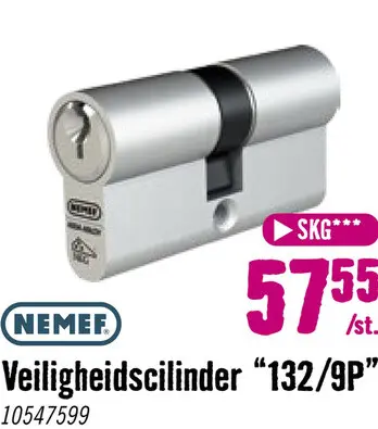 Aanbieding: NEMEF Veiligheidscilinder 132/9P met patent SKG*** 30-30 mm