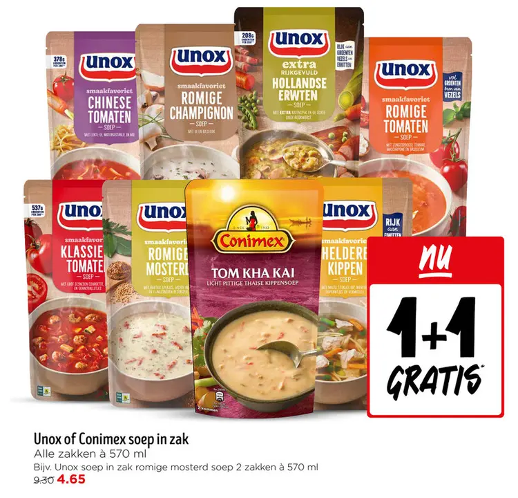 Aanbieding: Unox of Conimex soep in zak