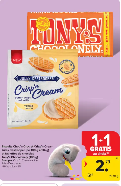 Offre: Biscuits Choc'n Croc et Crisp'n Cream et tablettes de chocolat