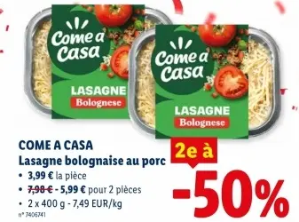 Offre: Lasagne bolognaise au porc