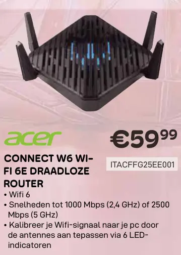 Promotie: Connect w6 wi-fi 6e draadloze router