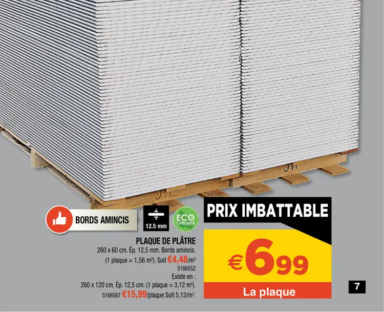Offre: Plaque de plâtre