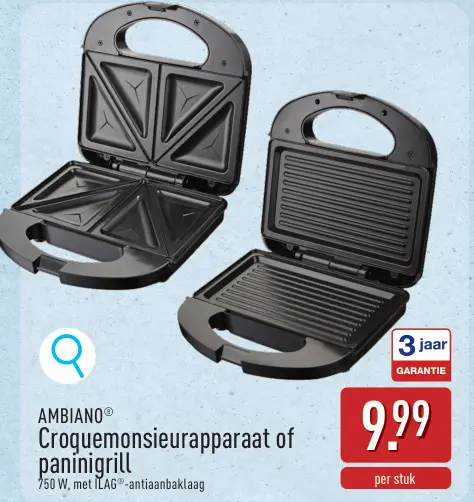 Promotie: Croquemonsieurapparaat of paninigrill