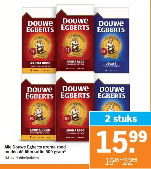 Aanbieding: Douwe Egberts aroma rood en décafé filterkoff